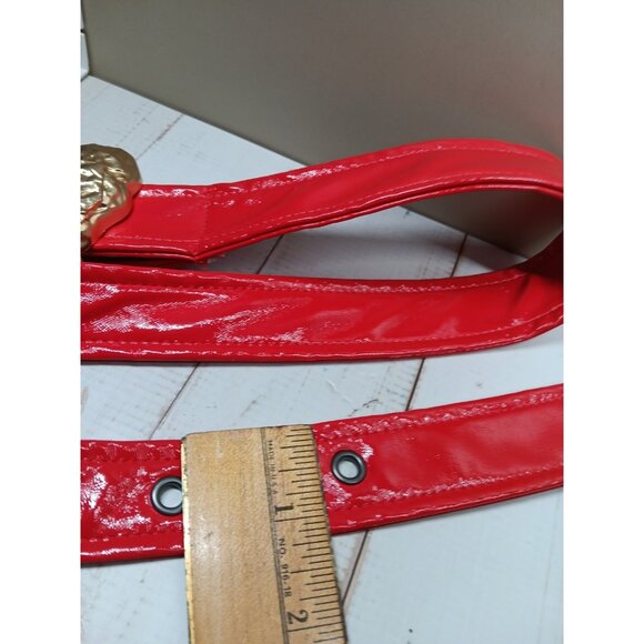 Buttery Soft Red Belt with Gold Puffy Heart Buckle 23\